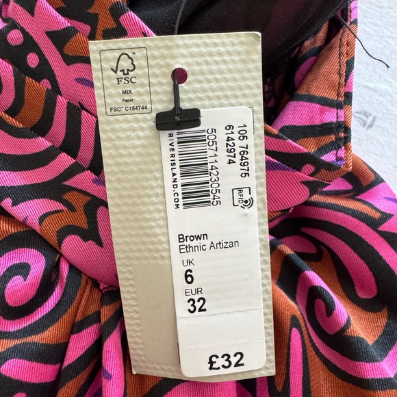 River Island Pink Floral Halter Neck Top Size 2 - Picture 4 of 4